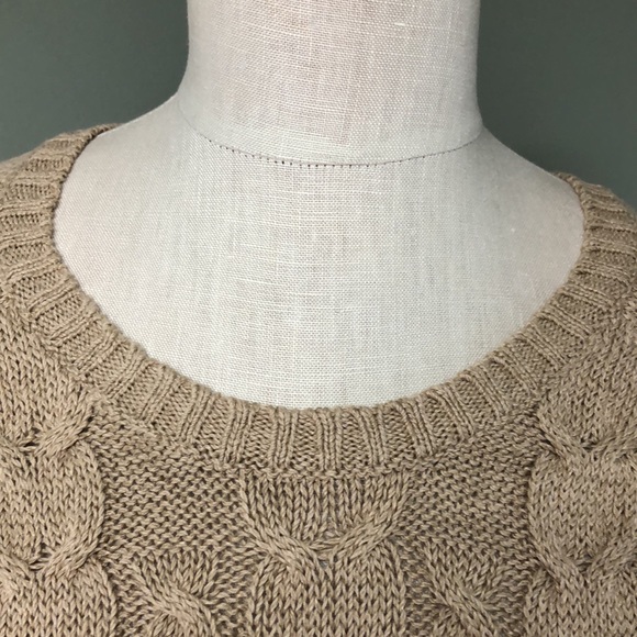 Talbots Sweater Cable Knit Lightweight Linen Cotton Beige Tan Small Petite - Picture 3 of 10